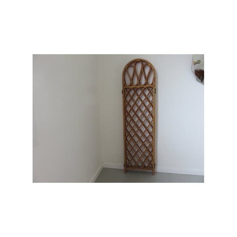 Vintage folding screen in rattan and bamboo 1970 