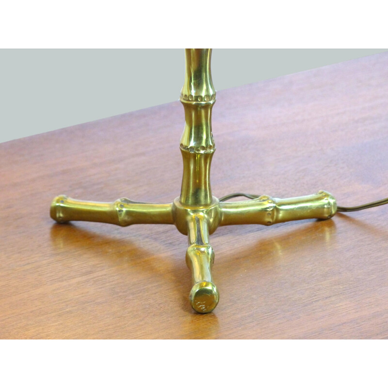 Vintage golden brass bamboo lamp 1970