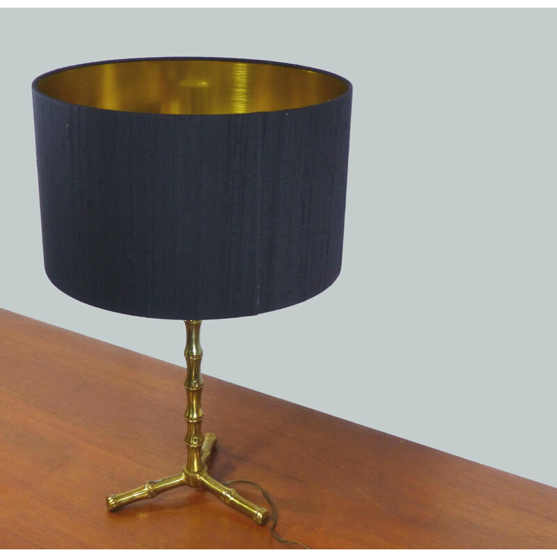 Vintage golden brass bamboo lamp 1970