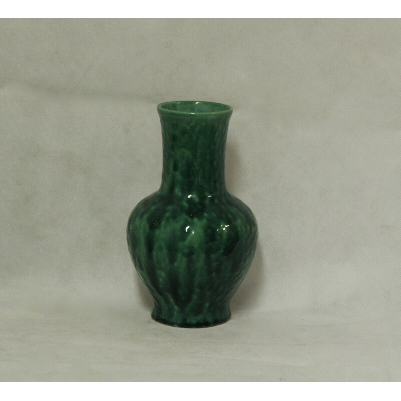 Vintage green ceramic vase by Edmond Lachenal, 1930