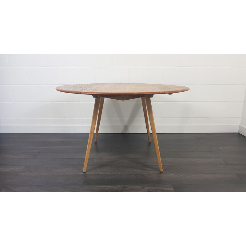 Vintage Ercol Round Drop Leaf Dining Table 1960s