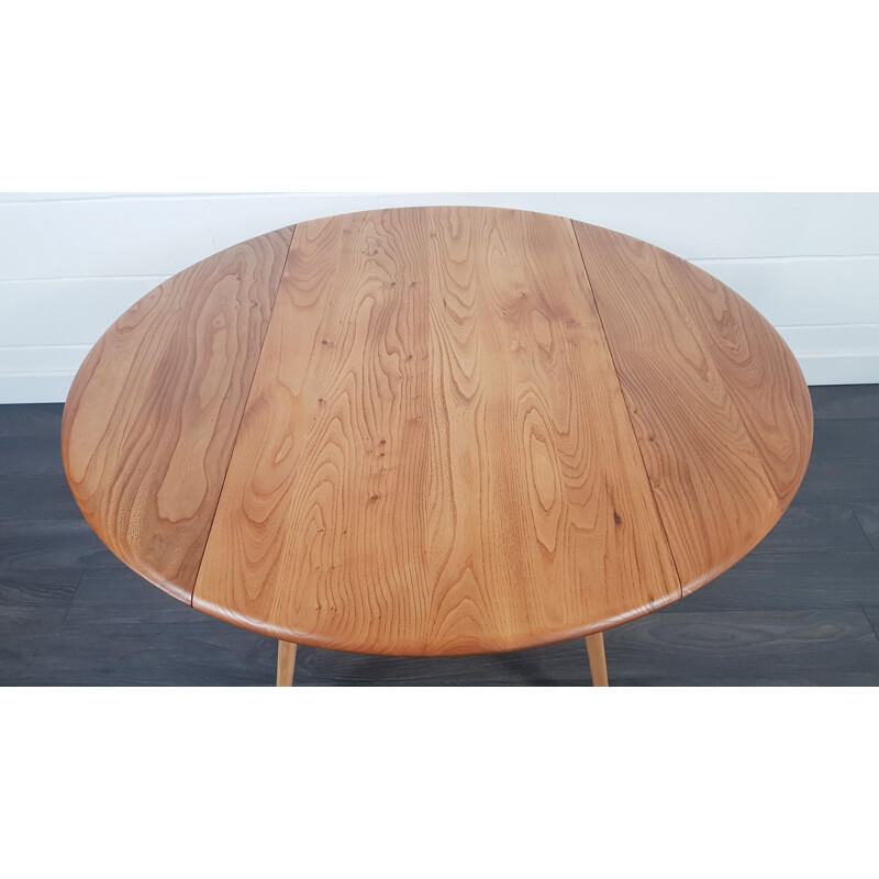 Vintage Ercol Round Drop Leaf Dining Table 1960s