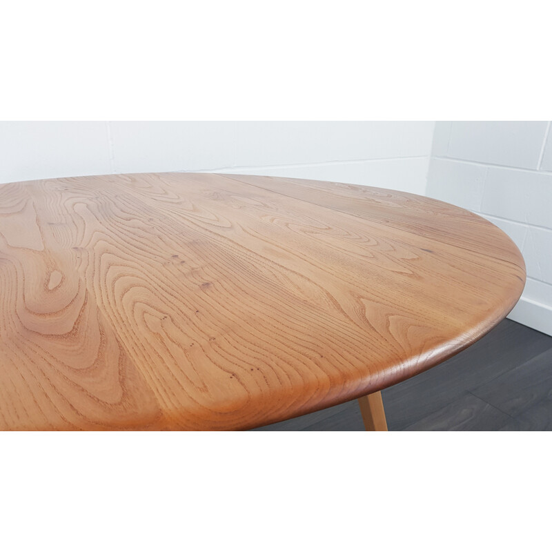 Vintage Ercol Round Drop Leaf Dining Table 1960s