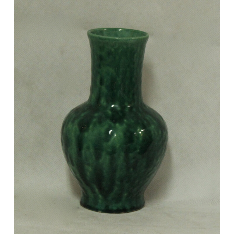 Vintage green ceramic vase by Edmond Lachenal, 1930