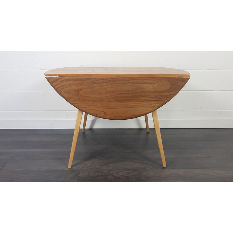 Vintage Ercol Round Drop Leaf Dining Table 1960s