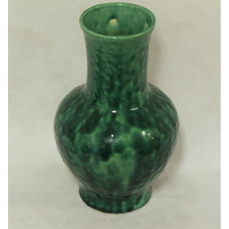 Jarrón vintage de cerámica verde de Edmond Lachenal, 1930