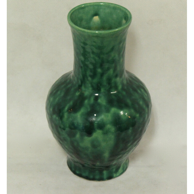 Vintage green ceramic vase by Edmond Lachenal, 1930