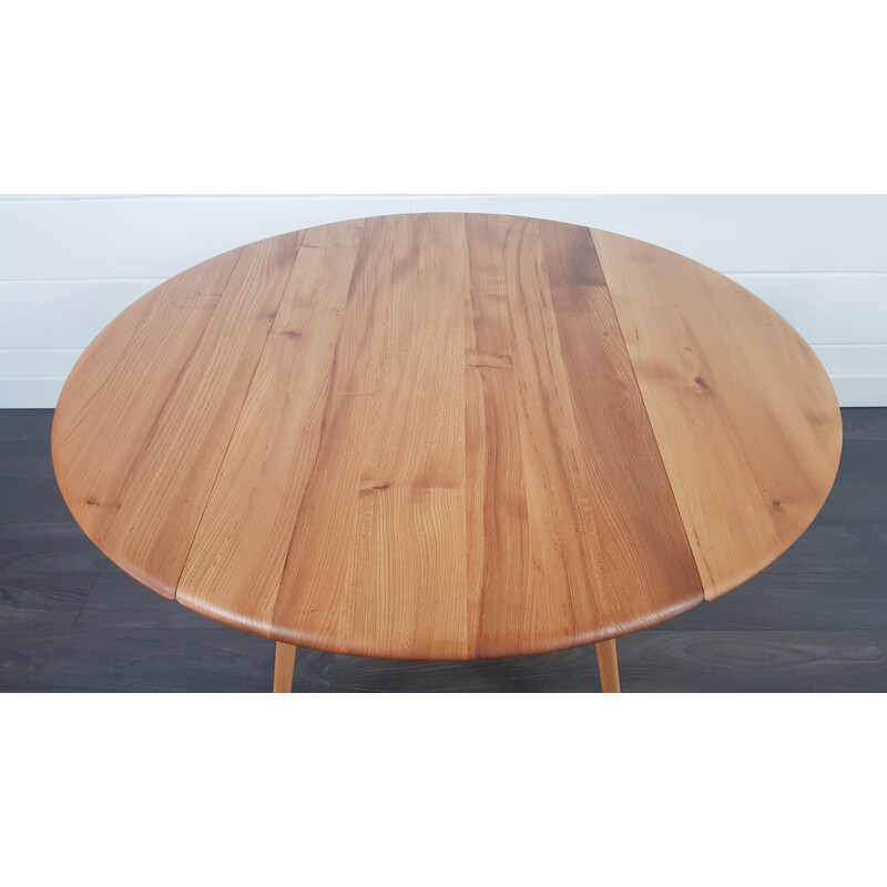 Vintage Ercol Round Drop Leaf Dining Table 1960s