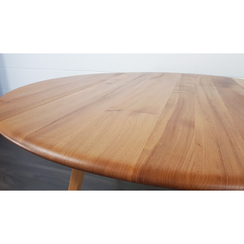 Vintage Ercol Round Drop Leaf Dining Table 1960s