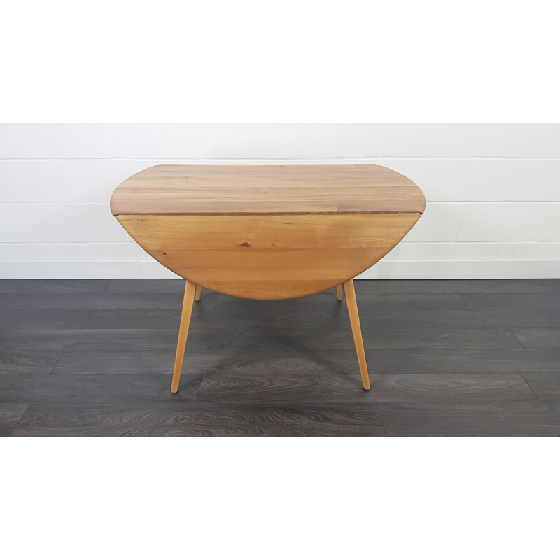 Vintage Ercol Round Drop Leaf Dining Table 1960s