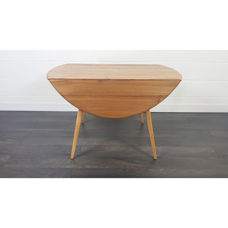 Vintage Ercol Round Drop Leaf Dining Table 1960s