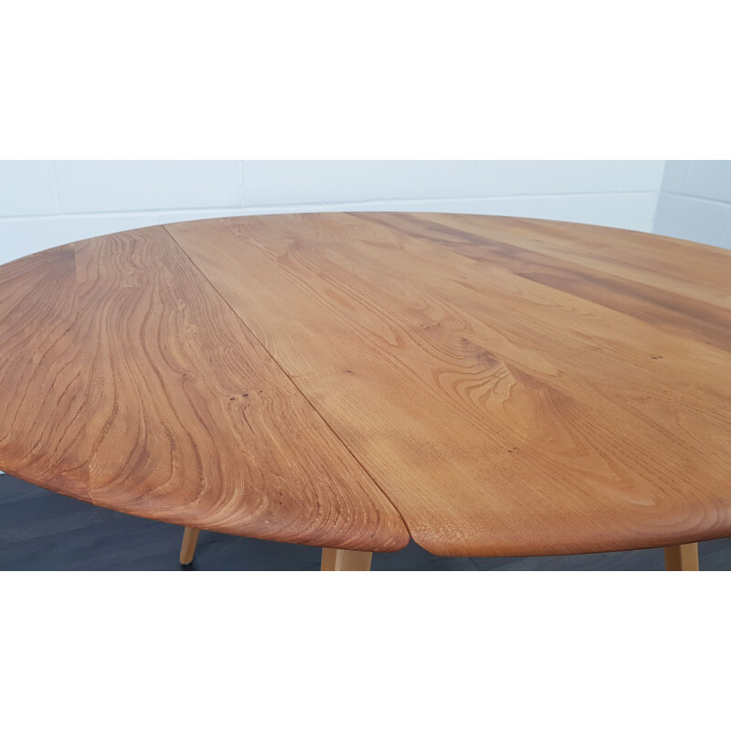 Vintage Ercol Round Drop Leaf Dining Table 1960s