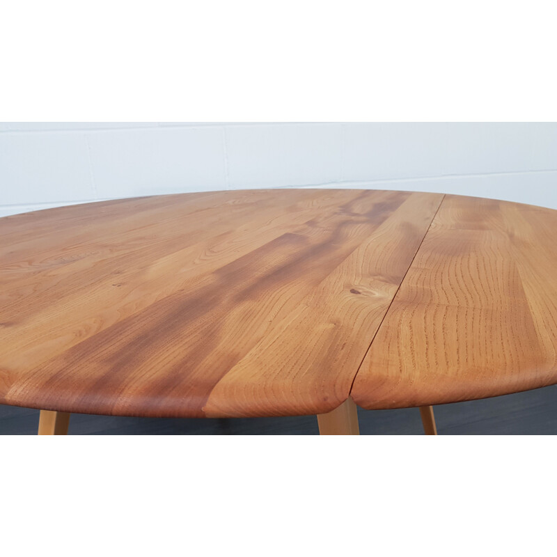 Vintage Ercol Round Drop Leaf Dining Table 1960s