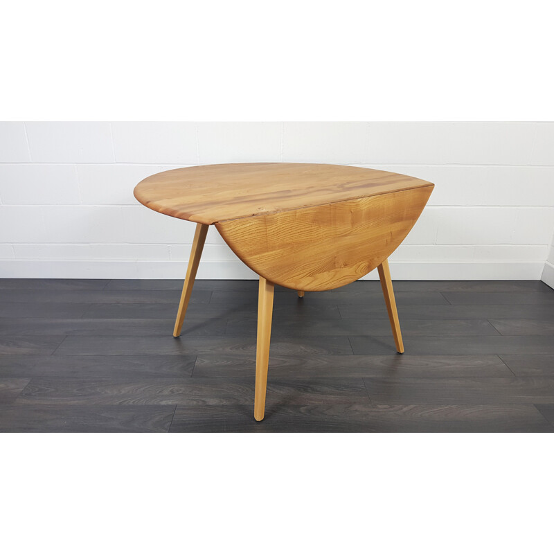 Vintage Ercol Round Drop Leaf Dining Table 1960s