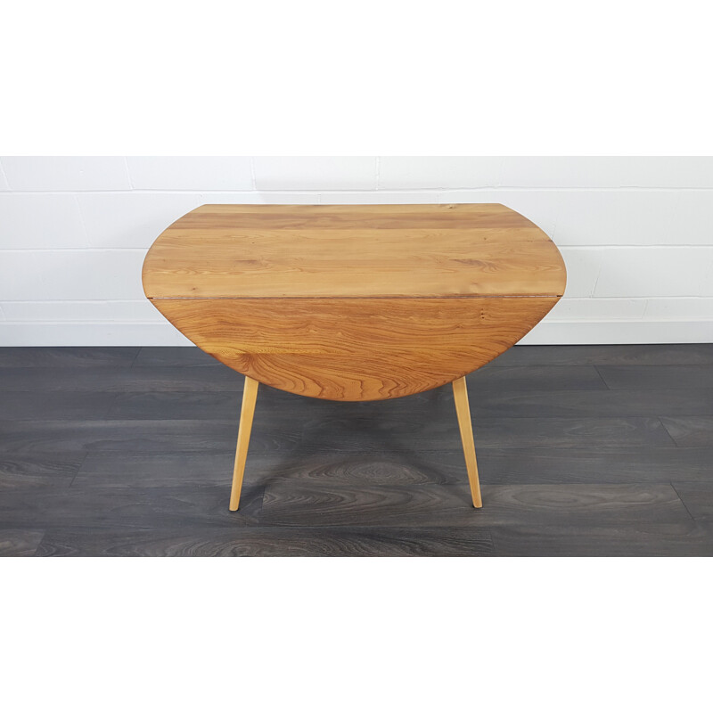 Vintage Ercol Round Drop Leaf Dining Table 1960s