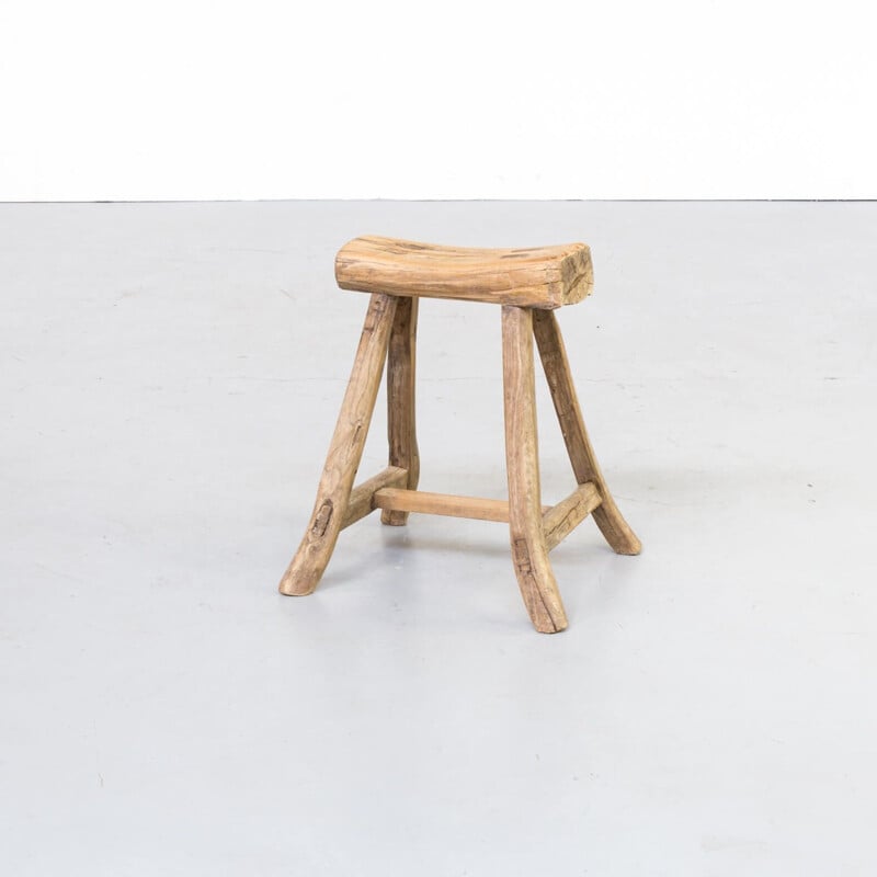 Vintage Wooden chopping block stool 1960s