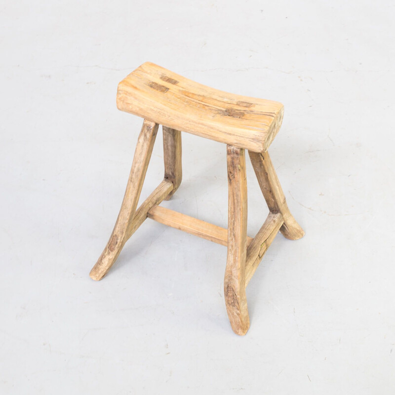 Vintage Wooden chopping block stool 1960s