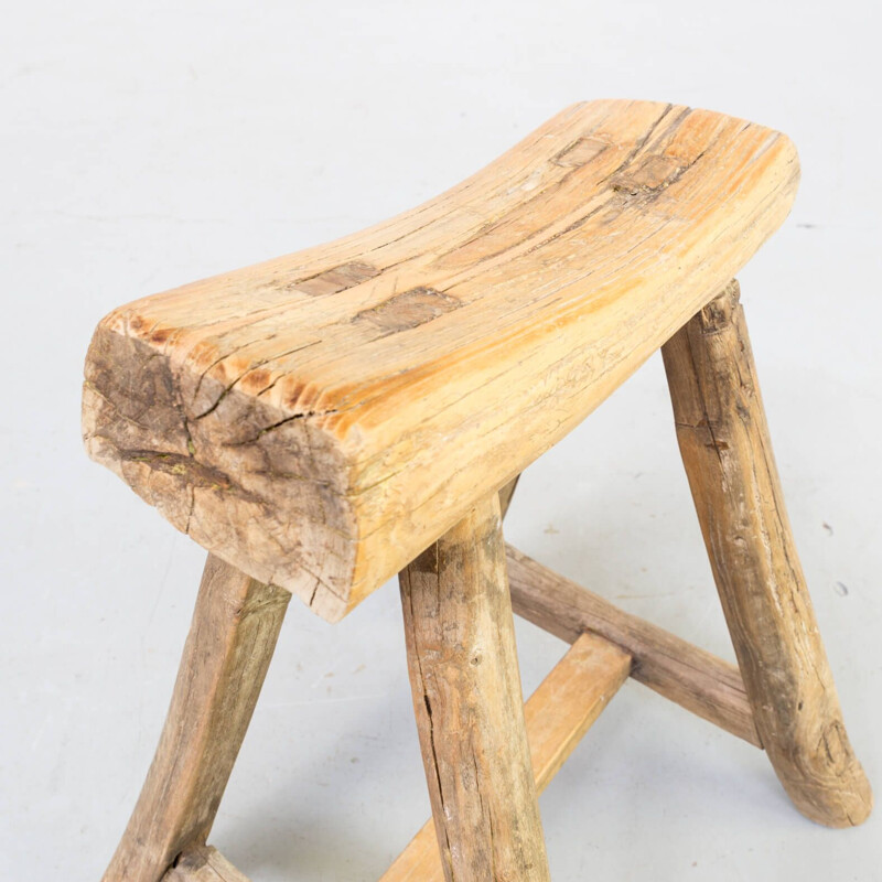 Vintage Wooden chopping block stool 1960s