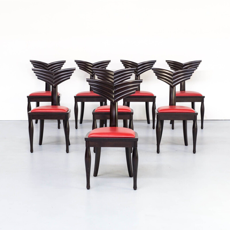 Set of 8 vintage Massimo Scolari Olimpia chair for Giorgetti 1990s