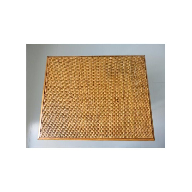 Table d'appoint vintage en rotin et bambou 1960