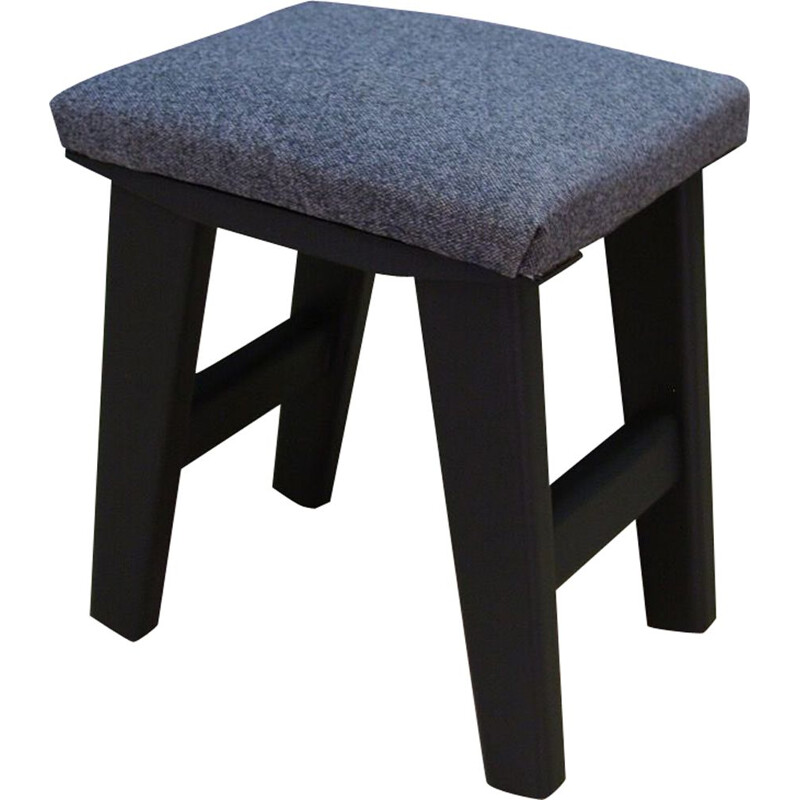 Vintage stool gray oak Scandinavian 1970s