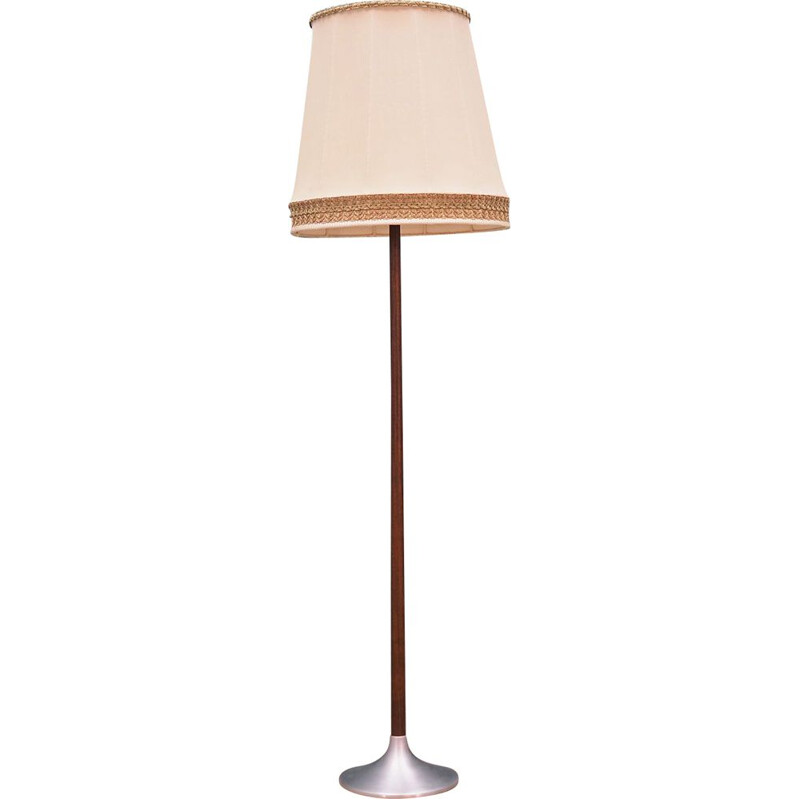 Vintage Floor lamp wood and fabric Danish 1960	