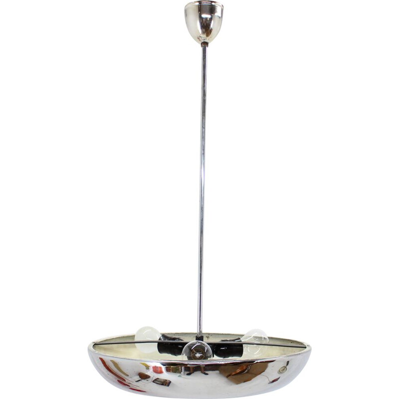 Vintage Functionalist Chrome Pendant  UFO by Josef Hurka for Napako,1930s