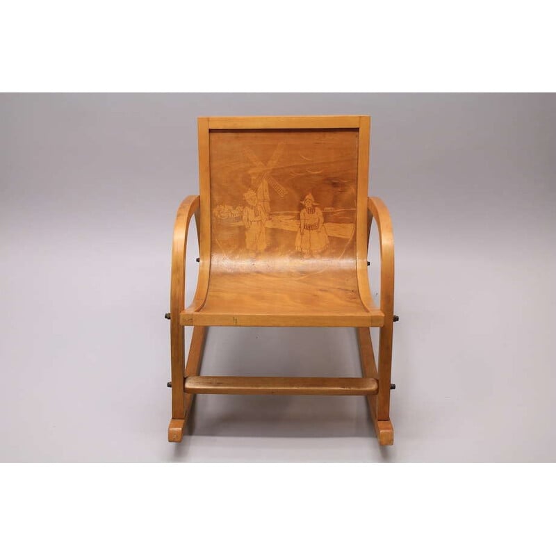 Children birch rocking chair - 1930s