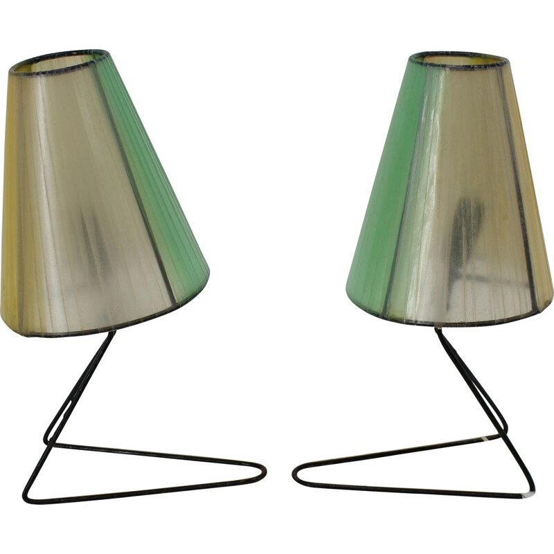 Lot De 2 Lampes De Table Vintage Ou De Chevet 1960