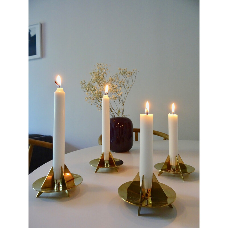 Set of 4 Sculptural Candleholders N 20 by Pierre Forsell for Skultuna 1960