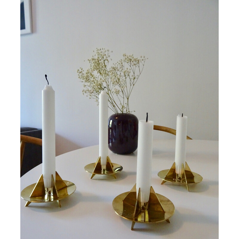 Set of 4 Sculptural Candleholders N 20 by Pierre Forsell for Skultuna 1960