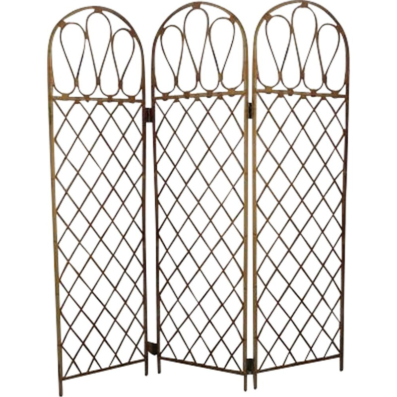 Vintage folding screen in rattan and bamboo 1970 