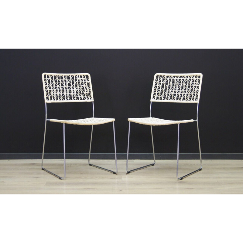 Pair of vintage dining chairs in aluminum scandinavian 1970s