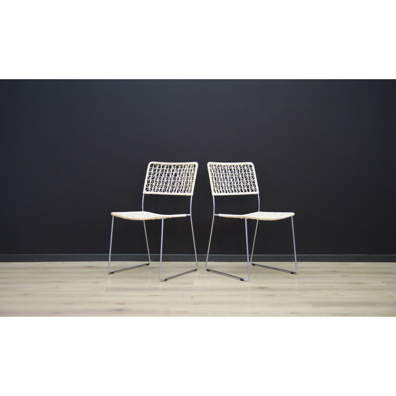 Pair of vintage dining chairs in aluminum scandinavian 1970s