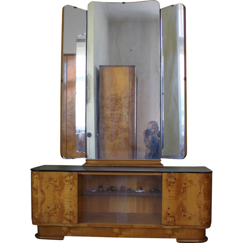 Vintage Dressing Cabinet with Mirror by UP Závody Czechoslovakia 1950s