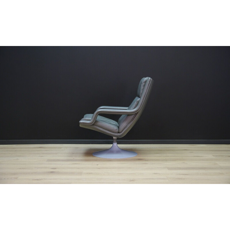 Fauteuil vintage Cuir gris de Geoffrey Harcourt 1970