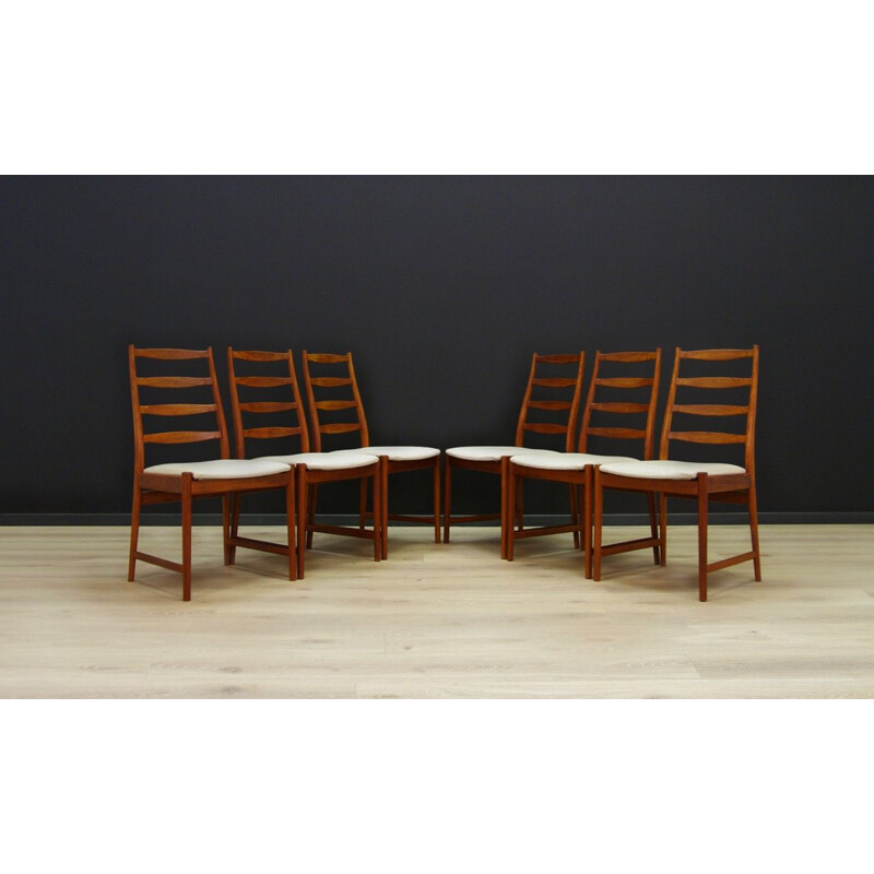 Lot of 6 vintage teak chairs for Vamo Sønderborg Scandinavian 1970s