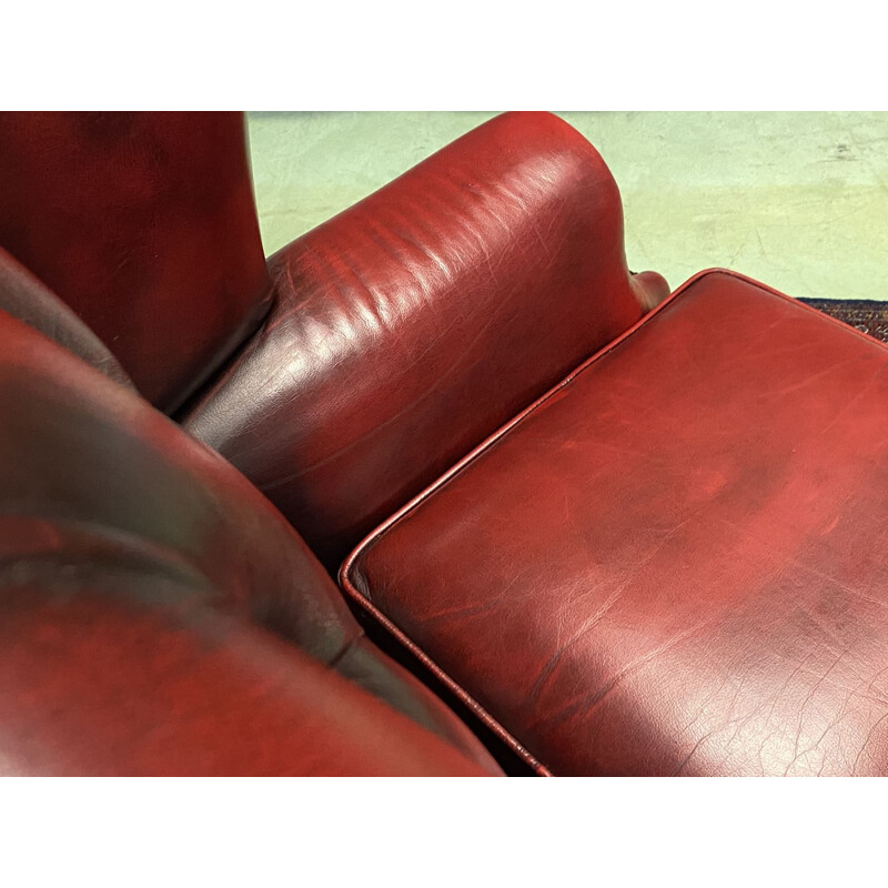 Vintage Chesterfield 3 seater sofa in red leather 1980s