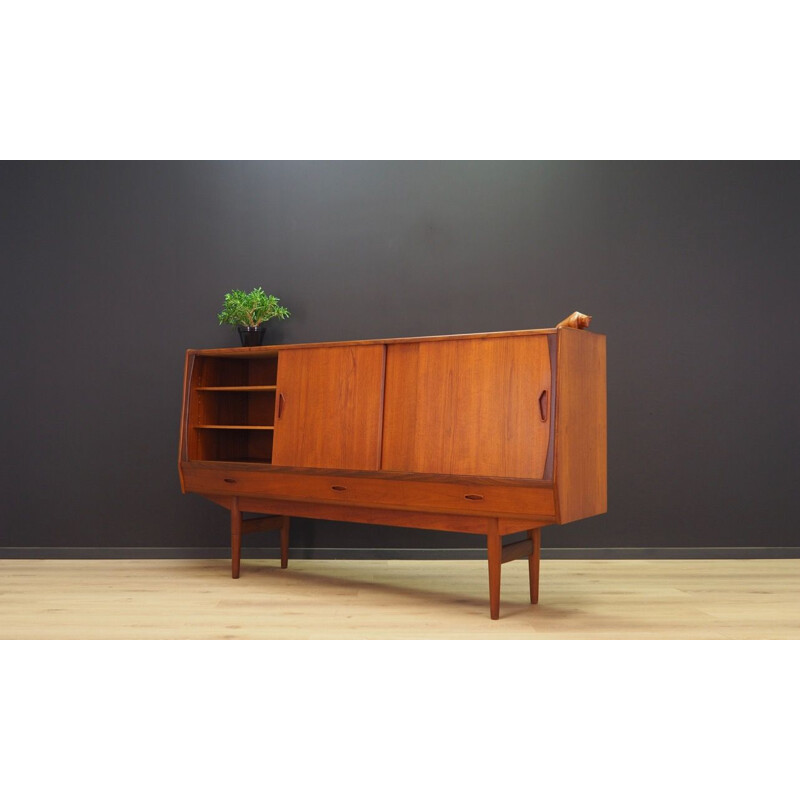 Vintage highboard in teak with inner mirror danish 1970s