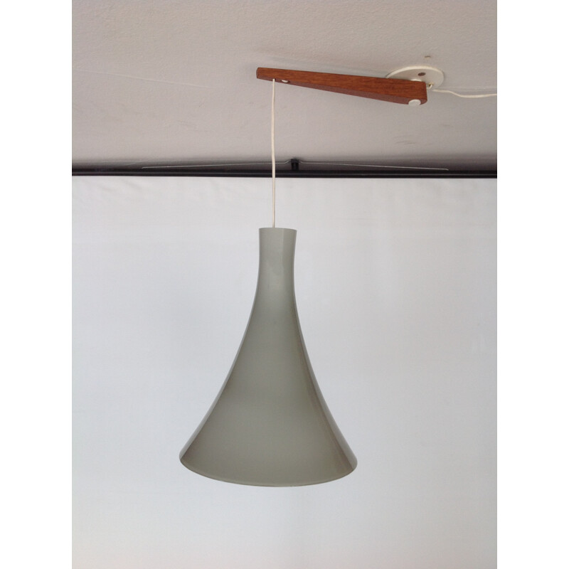 Hanging lamp in teak and glass, H A JAKOBSSON - 1950s
