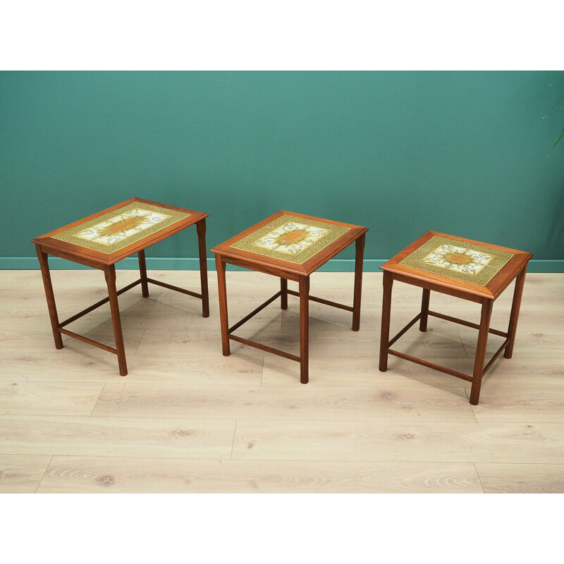 Set of 3 antique teak nesting tables, Denmark 1960