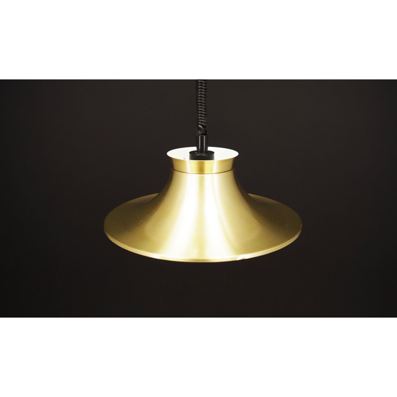 Vintage danish gold metal pendant lamp 1960	