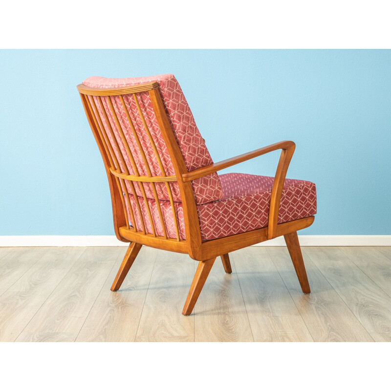 Vintage pink armchair in cherish wood by Knoll Antimott 1950s