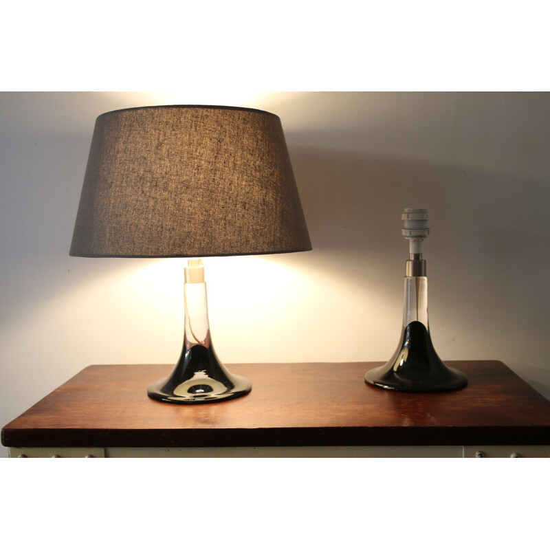 Pair of vintage Glass Lamp Bases Royal Copenhagen Model Lille