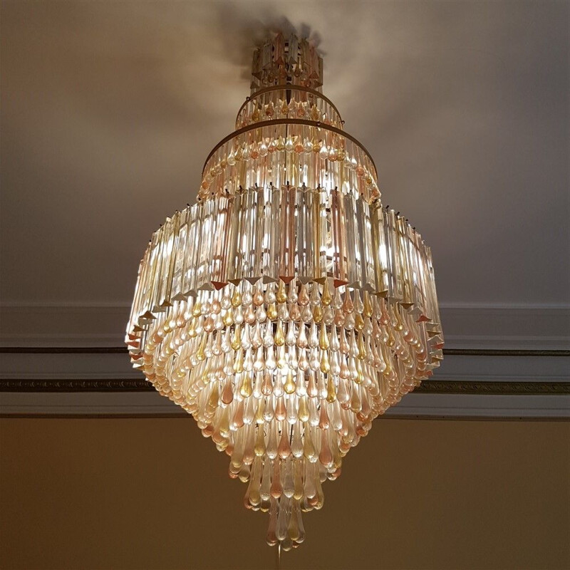 Vintage chandelier in Murano Glass from Maison Veronese Paris, 1970