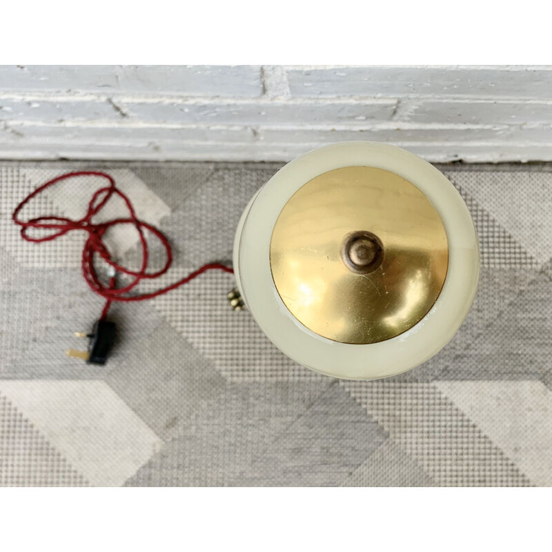 Vintage Brass Lamp with Opal Glass Shade