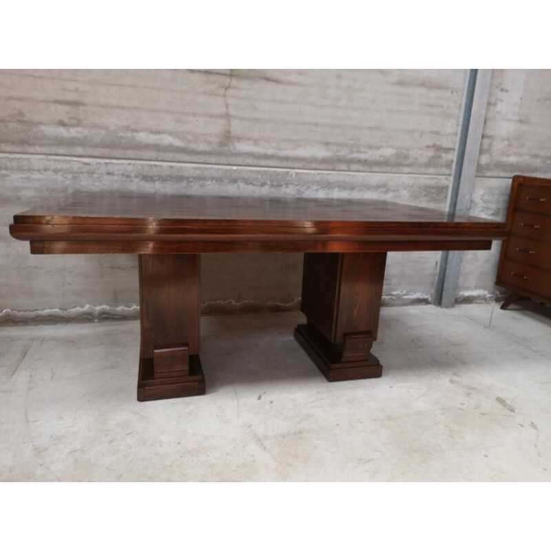 Vintage oak table Gaston Poisson art deco 1940