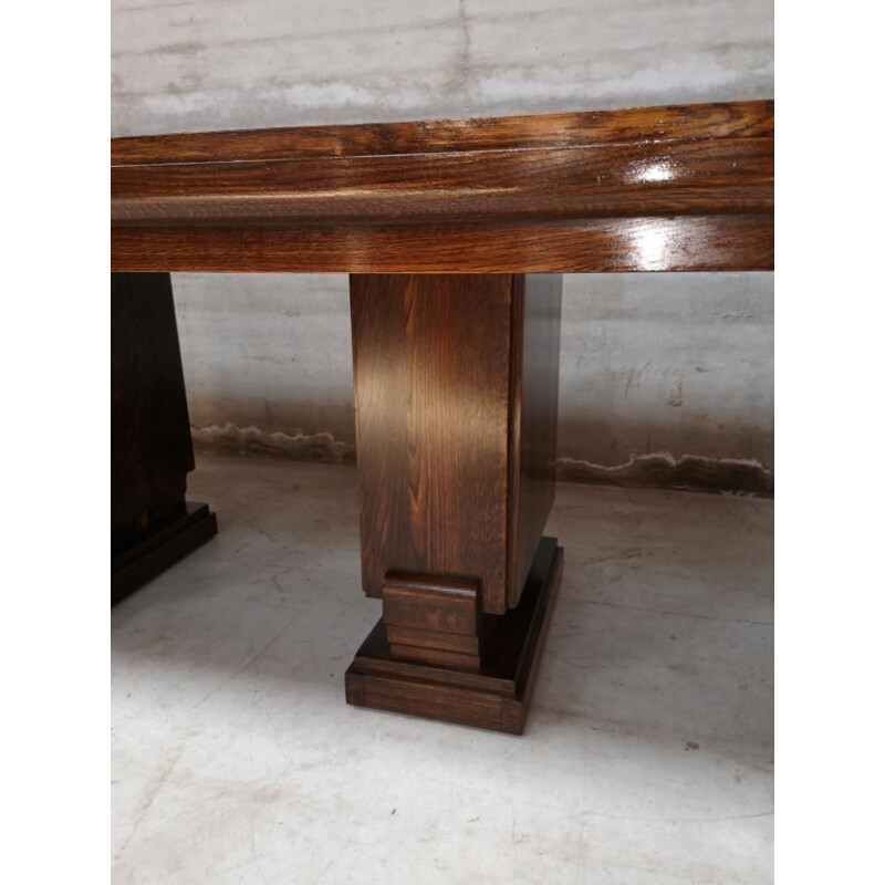 Vintage oak table Gaston Poisson art deco 1940