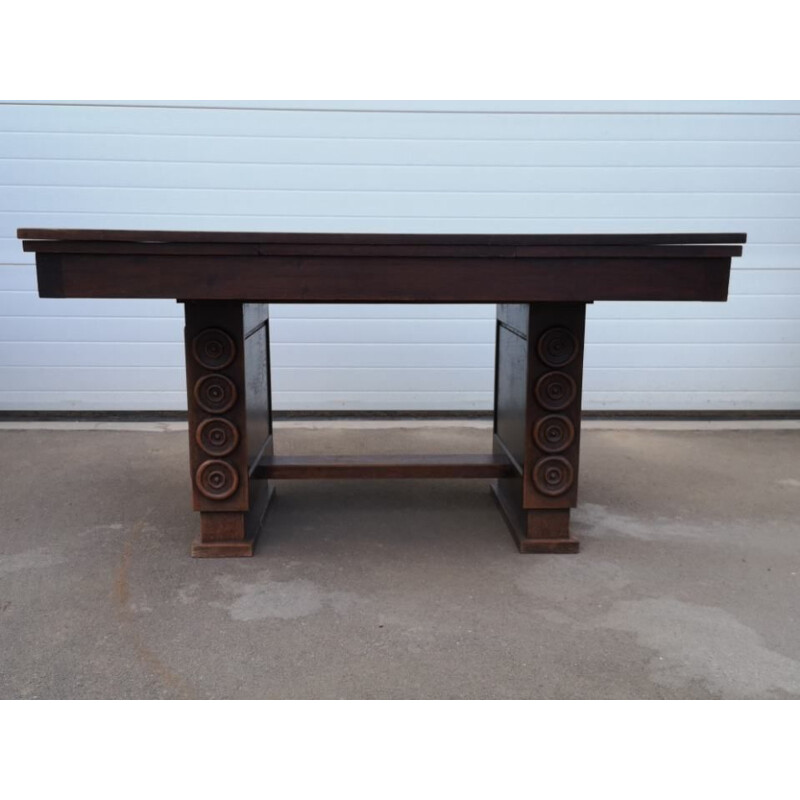 Vintage oak table Charles Dudouyt art deco 1930