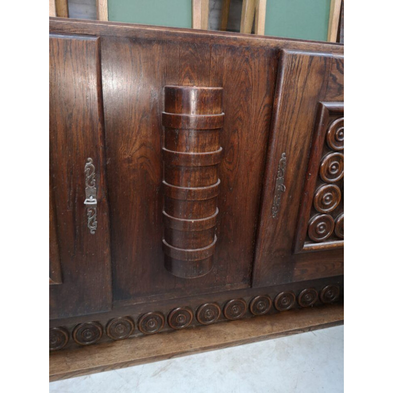 Vintage oak sideboard by Charles Dudouyt art deco 1930